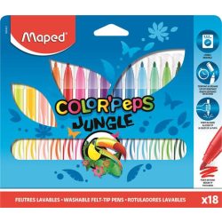   Filctoll készlet, 2,8 mm, kimosható, MAPED "Color'Peps Jungle", 18 különböző szín