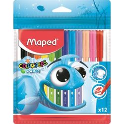   Filctoll készlet, 2 mm, kimosható, MAPED "Color'Peps Ocean", 12 szín