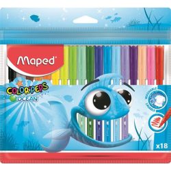   Filctoll készlet, 2 mm, kimosható, MAPED "Color'Peps Ocean", 18 szín