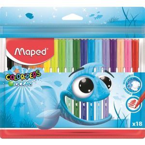 Filctoll készlet, 2 mm, kimosható, MAPED "Color'Peps Ocean", 18 szín