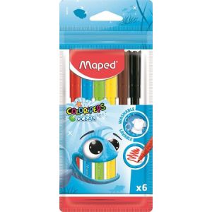 Filctoll készlet, 2 mm, kimosható, MAPED "Color'Peps Ocean", 6 szín