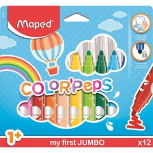 Filctoll készlet, 1-5 mm, kimosható, MAPED "Color'Peps", 12 különböző szín