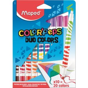 Filctoll készlet, mosható, MAPED "Color'Peps Duo", 20 különböző szín