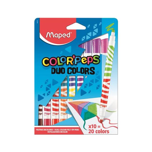 Filctoll készlet, mosható, MAPED "Color'Peps Duo", 20 különböző szín