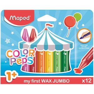Zsírkréta, vastag, MAPED "Color'Peps Maxi Wax", 12 szín