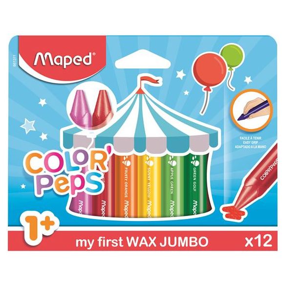 Zsírkréta, vastag, MAPED "Color'Peps Maxi Wax", 12 szín
