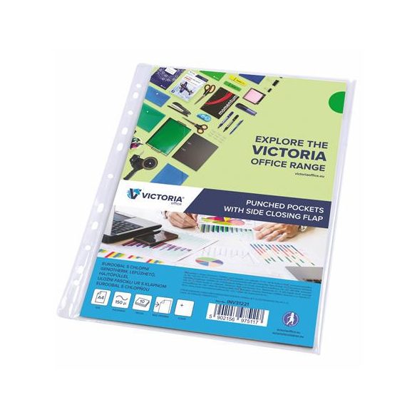 Genotherm, lefűzhető, oldalán hajtófüllel, A4, 150 mikron, víztiszta, VICTORIA OFFICE