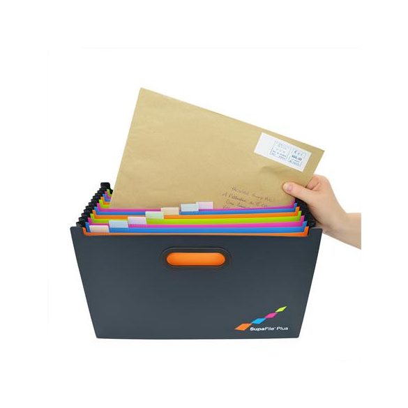 Harmonika irattartó, A4+, PP, 13 rekeszes, RAPESCO "SupaFile Plus"