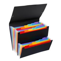   Harmonika mappa, PP, 12+6 rekeszes, VIQUEL "Rainbow Class", fekete