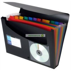   Harmonika mappa, PP, 12 rekeszes, VIQUEL "Rainbow Class", fekete