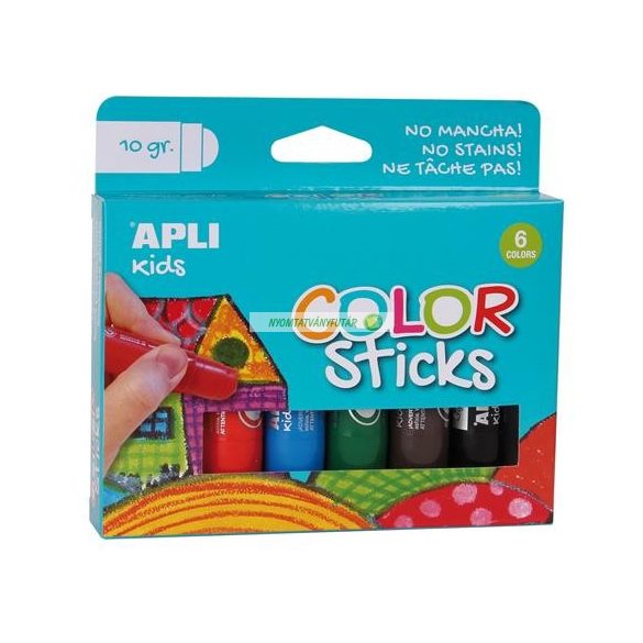 Tempera kréta készlet, APLI Kids "Color Sticks", 6 különböző szín