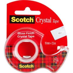  Ragasztószalag, adagolón, kézi, 19 mm x 7,5 m, 3M SCOTCH "Crystal"