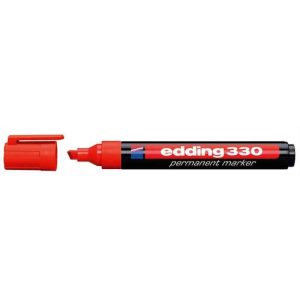 Alkoholos marker, 1-5 mm, vágott, EDDING "330", piros