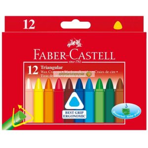 Zsírkréta, háromszögletű, FABER-CASTELL , 12 különböző szín