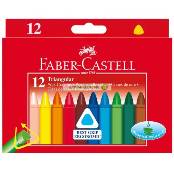 Zsírkréta, háromszögletű, FABER-CASTELL , 12 különböző szín