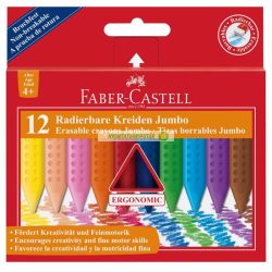   Zsírkréta, háromszögletű, FABER-CASTELL "Jumbo Grip", 12 különböző szín