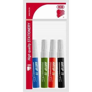 Flipchart marker készlet, 1-3 mm, kúpos, ICO "Artip 11", 4 különböző szín