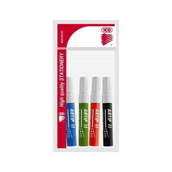 Flipchart marker készlet, 1-3 mm, kúpos, ICO "Artip 11", 4 különböző szín