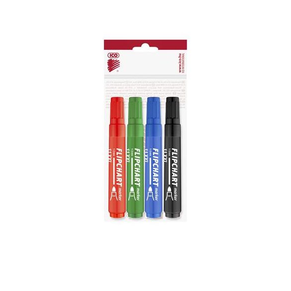 Flipchart marker készlet, 1-3 mm, kúpos, ICO "Artip 11 XXL", 4 különböző szín