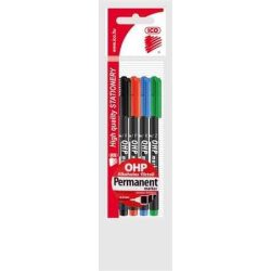   Alkoholos marker készlet, OHP, 0,3 mm, S, ICO, 4 különböző szín