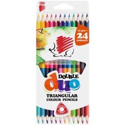   Színes ceruza készlet, kétvégű, háromszögletű, ICO "Süni", 12 szín