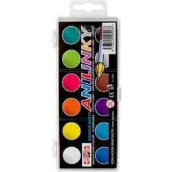   Vízfesték, 12 darabos, 22,5 mm, KOH-I-NOOR "Anilinky Brilliant"