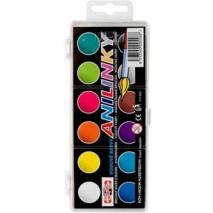 Vízfesték, 12 darabos, 22,5 mm, KOH-I-NOOR "Anilinky Brilliant"