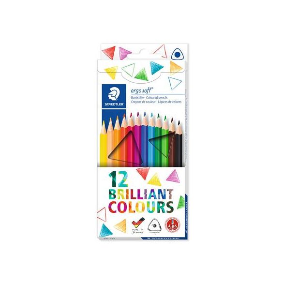 Színes ceruza készlet, 12 szín, háromszögletű, STAEDTLER "Ergo Soft"