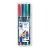 Alkoholos marker készlet, OHP, 0,4 mm, STAEDTLER "Lumocolor 313 S", 4 különböző szín
