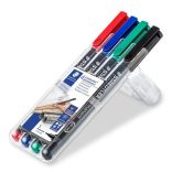 Alkoholos marker készlet, OHP, 0,4 mm, STAEDTLER "Lumocolor 313 S", 4 különböző szín