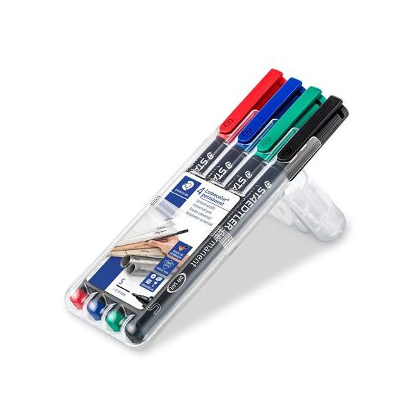 Alkoholos marker készlet, OHP, 0,4 mm, STAEDTLER "Lumocolor 313 S", 4 különböző szín