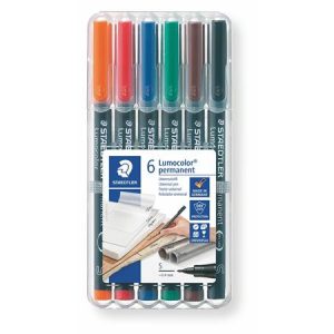 Alkoholos marker készlet, OHP, 0,4 mm, STAEDTLER "Lumocolor 313 S", 6 különböző szín