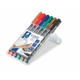 Alkoholos marker készlet, OHP, 0,4 mm, STAEDTLER "Lumocolor 313 S", 6 különböző szín