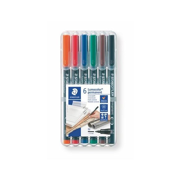 Alkoholos marker készlet, OHP, 1 mm, STAEDTLER "Lumocolor 317 M", 6 különböző szín