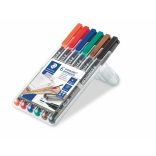 Alkoholos marker készlet, OHP, 1 mm, STAEDTLER "Lumocolor 317 M", 6 különböző szín