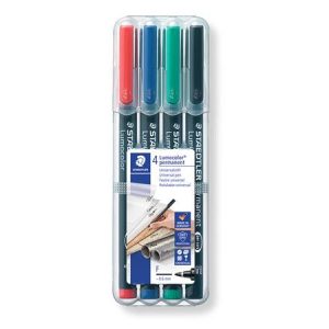 Alkoholos marker készlet, OHP, 0,6 mm, STAEDTLER "Lumocolor 318 F", 4 különböző szín