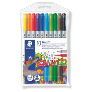 Filctoll készlet, 1-3 mm, kétvégű, kimosható, STAEDTLER "Noris Club", 10 különböző szín