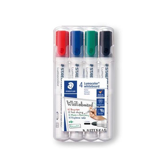 Táblamarker készlet, 2 mm, kúpos, STAEDTLER "Lumocolor 351", 4 különböző szín
