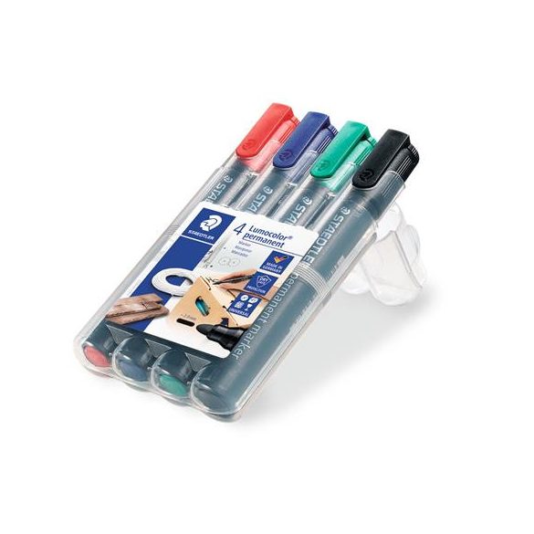 Alkoholos marker készlet, 2 mm, kúpos, STAEDTLER "Lumocolor 352", 4 különböző szín