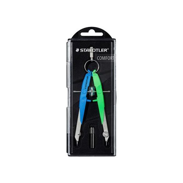 Körző készlet, precíziós, 2 darabos, STAEDTLER "Mars Comfort Neon", neon kék/zöld