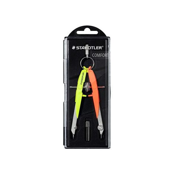 Körző készlet, precíziós, 2 darabos, STAEDTLER "Mars Comfort Neon", neon sárga/narancs