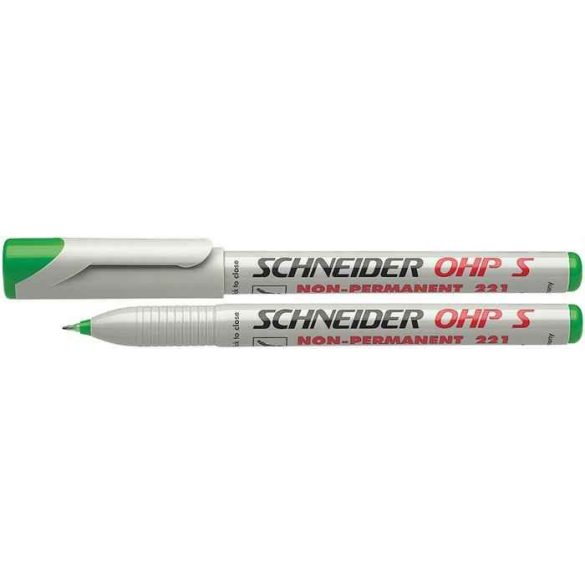 Alkoholmentes marker, OHP, 0,4 mm, SCHNEIDER "Maxx 221 S", zöld