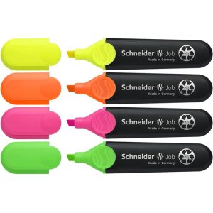 Szövegkiemelő készlet, 1-5 mm, SCHNEIDER "Job 150", 4 különböző szín