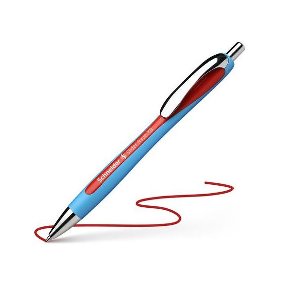 Golyóstoll, 0,7 mm, nyomógombos, SCHNEIDER "Slider Rave XB", piros