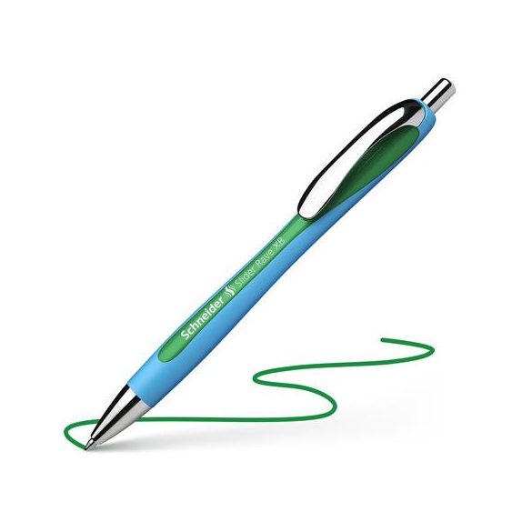 Golyóstoll, 0,7 mm, nyomógombos, SCHNEIDER "Slider Rave XB", zöld