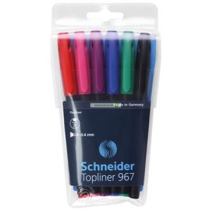 Tűfilc készlet, 0,4 mm, SCHNEIDER "Topliner 967", 6 szín