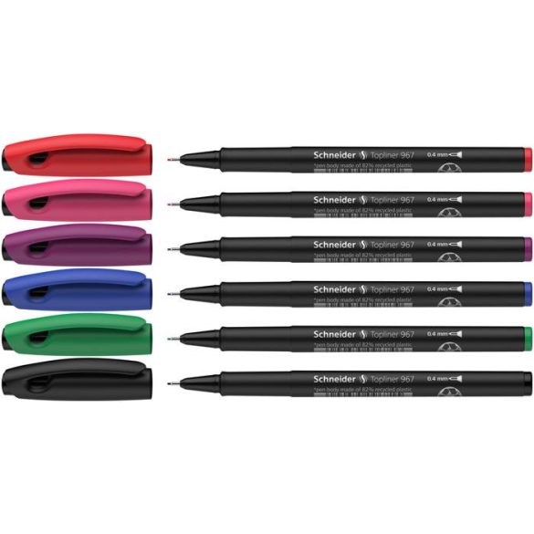 Tűfilc készlet, 0,4 mm, SCHNEIDER "Topliner 967", 6 szín