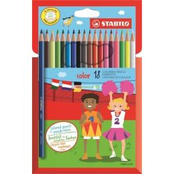   Színes ceruza készlet, hatszögletű, STABILO "Color", 18 szín