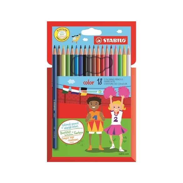 Színes ceruza készlet, hatszögletű, STABILO "Color", 18 szín