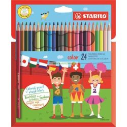   Színes ceruza készlet, hatszögletű, STABILO "Color", 24 szín